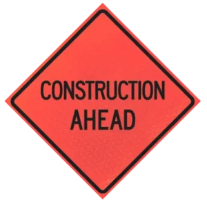 Construction Ahead 36"marathon™ Roll-up Sign