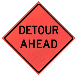 Detour Ahead Roll-up Sign (w20-2) 36" Marathon™