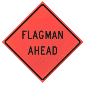 Flagman Ahead 36" Marathon™ Roll-up Sign