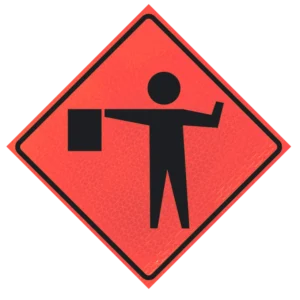 Flagger (symbol) (w20-7) 36" Marathon™ Roll-up Sign