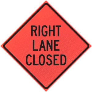 Right Lane Closed (w20-5r) 36" Marathon™ Roll-up Sign