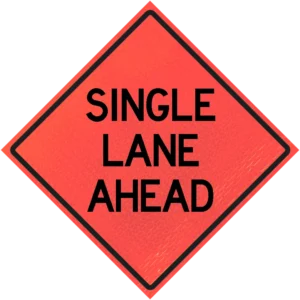 Single Lane Ahead 36" Marathon™ Roll-up Sign
