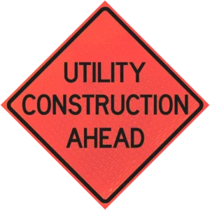 Utility Construction Ahead 36" Marathon™ Roll-up Sign