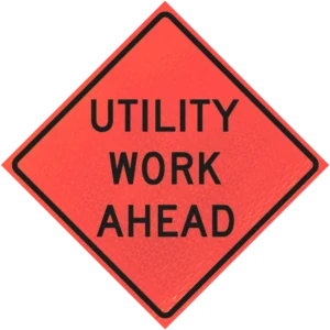Utility Work Ahead (w21-7) 36" Marathon™ Roll-up Sign