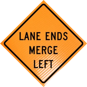 Lane Ends Merge Left (w9-2l) 36" Non-reflective Roll-up