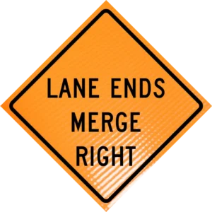 Lane Ends Merge Right (w9-2r) 36" Non-reflective Roll-up