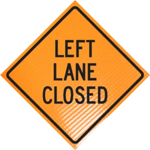 Left Lane Closed 36" Non-reflective Roll-up Sign
