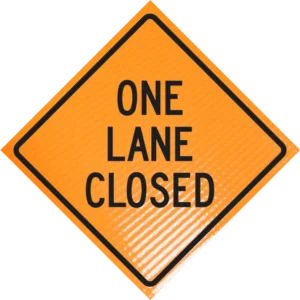 One Lane Closed 36" Non-reflective Roll-up Sign
