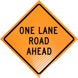 One Lane Road Ahead (w20-4)36" Non-reflective Roll-up Sign