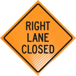 Right Lane Closed (w20-5r)36" Non-reflective Roll-up Sign