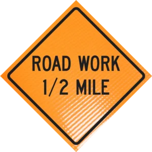 Road Work 1/2 Mile 36" Non-reflective Roll-up Sign