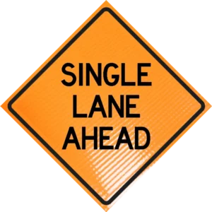 Single Lane Ahead 36" Non-reflective Roll-up Sign