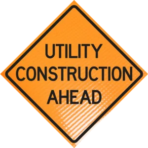Utility Construction Ahead 36" Non-reflective Roll-up