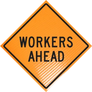 Workers Ahead 36" Non-reflective Roll-up