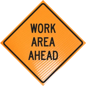 Work Area Ahead 36" Non-reflective Roll-up Sign