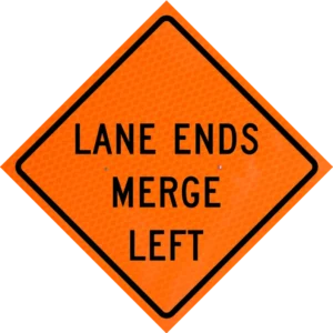 Lane Ends Merge Left (w9-2l) 48" Diamond Grade™ Roll-up