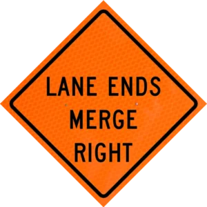 Lane Ends MergeRight (w9-2r) 48" Diamond Grade™ Roll-up