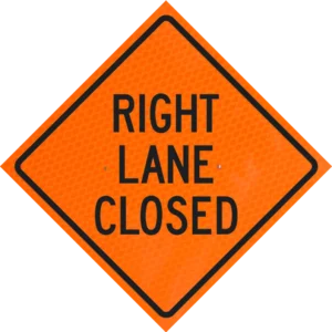 Right Lane Closed (w20-5r) 48" Diamond Grade™ Roll-up