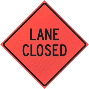 Lane Closed 48" Marathon™ Roll-up Sign