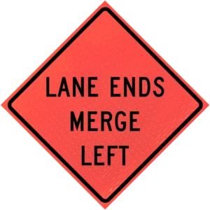 Lane Ends Merge Left (w9-2l) N48" Marathon™ Roll-up Sign