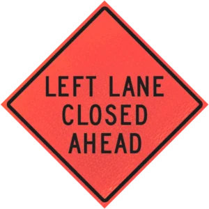 Roll-up Sign Left Lane Closed Ahead (w20-5l) 48" Marathon™