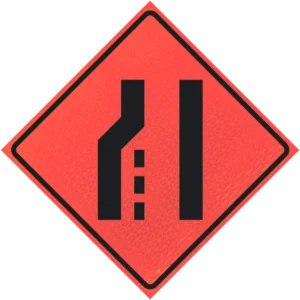 Left Lane Reduction (symbol) 48" Marathon™ Roll-up Sign