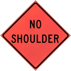 No Shoulder (w8-23) 48" Marathon™ Roll-up Sign