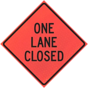 One Lane Closed 48" Marathon™ Roll-up Sign