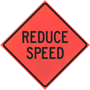 Reduce Speed 48" Marathon™ Roll-up Sign