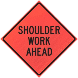 Shoulder Work Ahead 48" Marathon™ Roll-up Sign