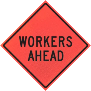 Workers Ahead 48" Marathon™ Roll-up
