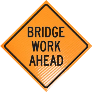 Bridge work ahead 48" non-reflective roll-up