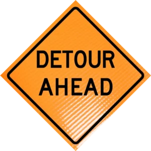 Detour ahead (w20-2) 48" non-reflective roll-up sign