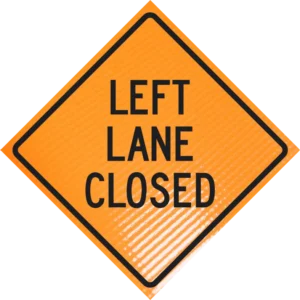 Left lane closed 48" non-reflective roll-up sign