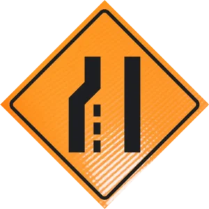 Left lane reduction (symbol) 48" non-reflective roll-up sign
