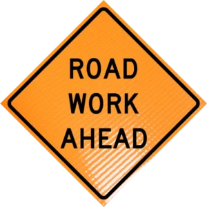 Road work ahead (w20-1) 48" non-reflective roll-up sign