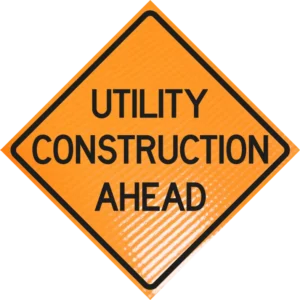 Utility construction ahead 48" non-reflective roll-up