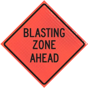 Blasting Zone Ahead (w22-1) 48" Super Bright™ Reflective Vinyl Roll-up Sign