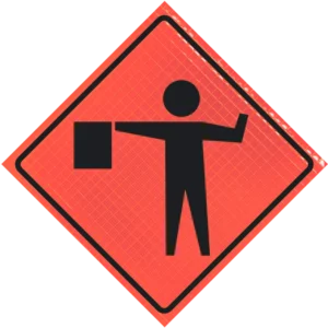 Flagger (symbol) (w20-7) 48" Super Bright™ Roll-up