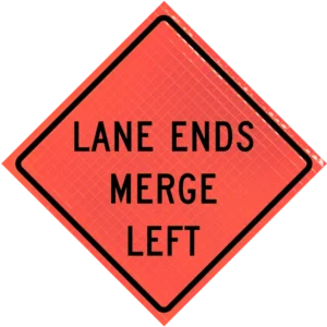 Lane Ends Merge Left (w9-2l) 48" Super Bright™ Roll-up