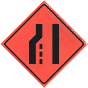 Left Lane Reduction (symbol) 48" Super Bright™ Roll-up Sign