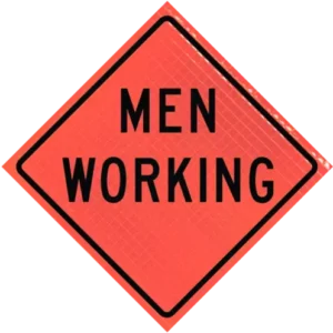 Men Working 48" Super Bright™ Roll-up Sign