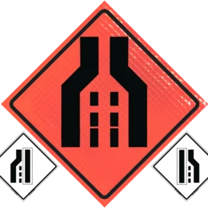 Roll-up Sign Dual Lane Reduction W/bar Overlay 48" Super Bright™