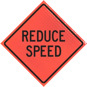 Reduce Speed 48" Super Bright™ Roll-up Sign