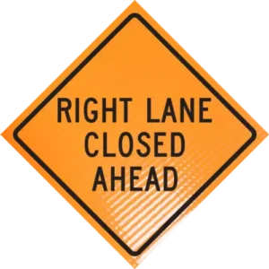 Right lane closed ahead (w20-5r) 48" non-reflective roll-up